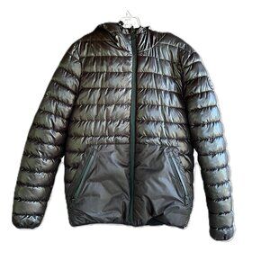 Kenneth Cole New York Black Quilted Fleece-Lined Hooded Puffer Jacket, Size S